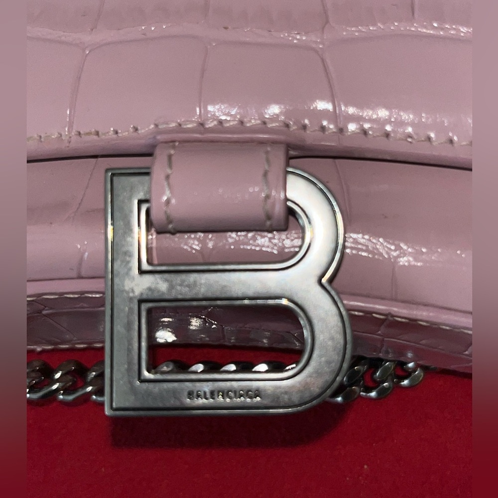 Balenciaga Pink Croc-Embossed Chain Bag - Picture 9 of 15